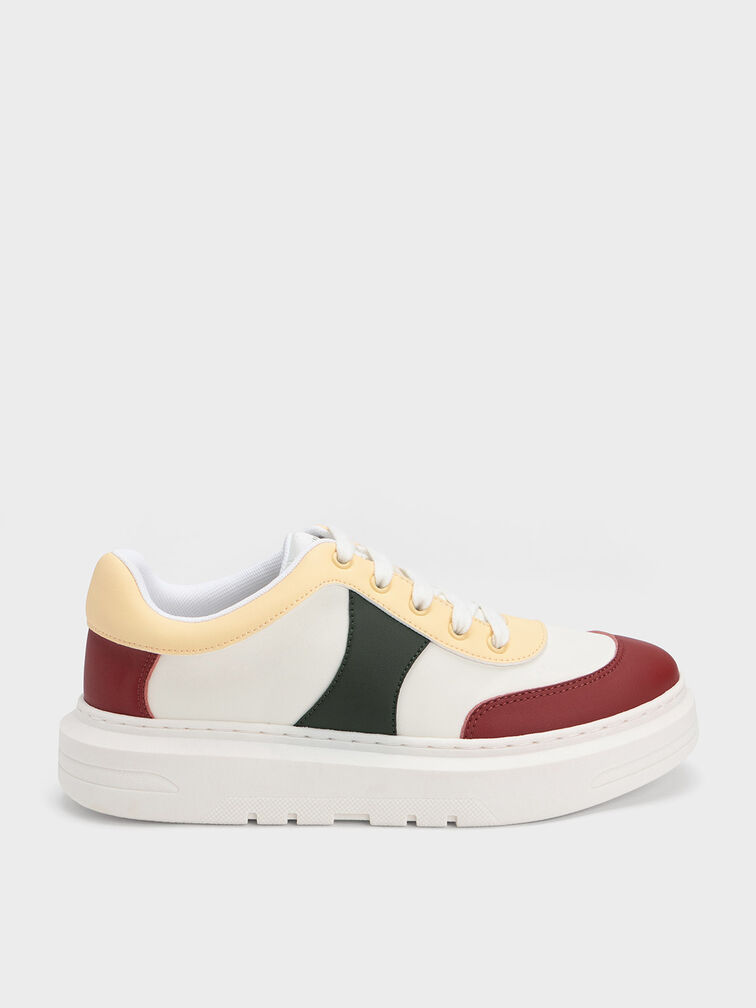 Multicoloured Low-Top Sneakers, Yellow, hi-res