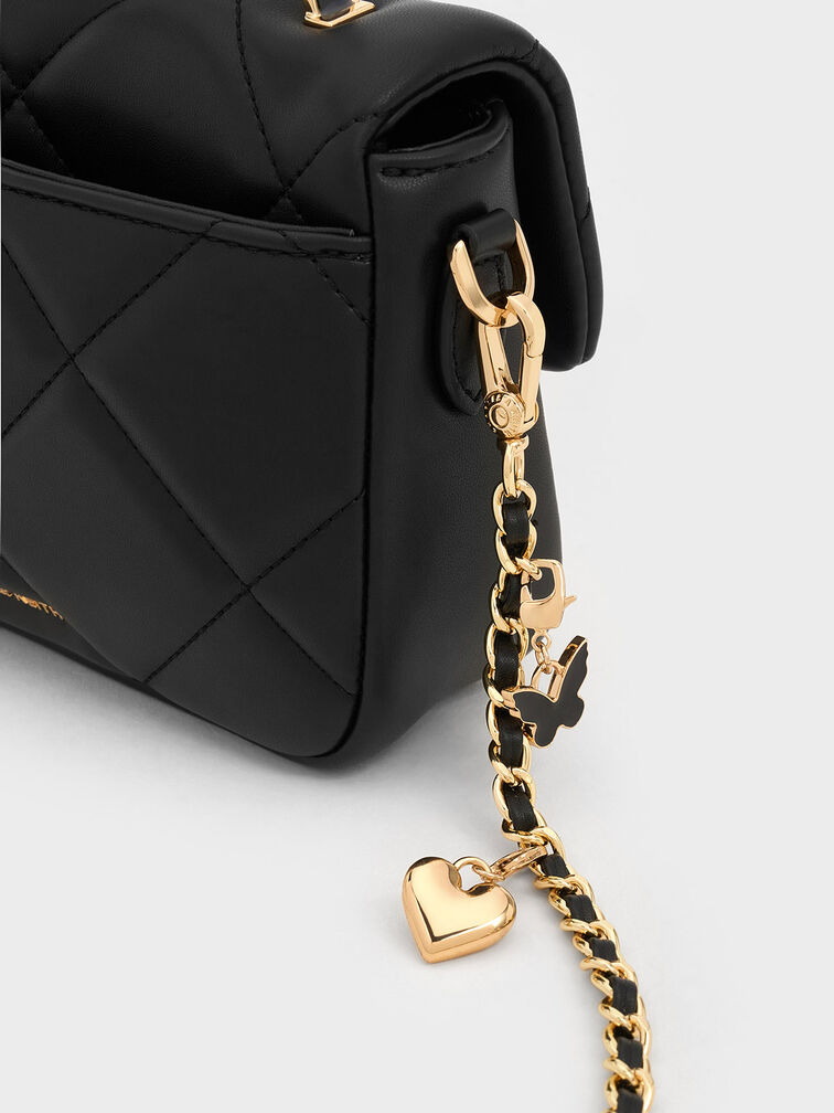 Quilted Boxy Top Handle Bag, Black, hi-res