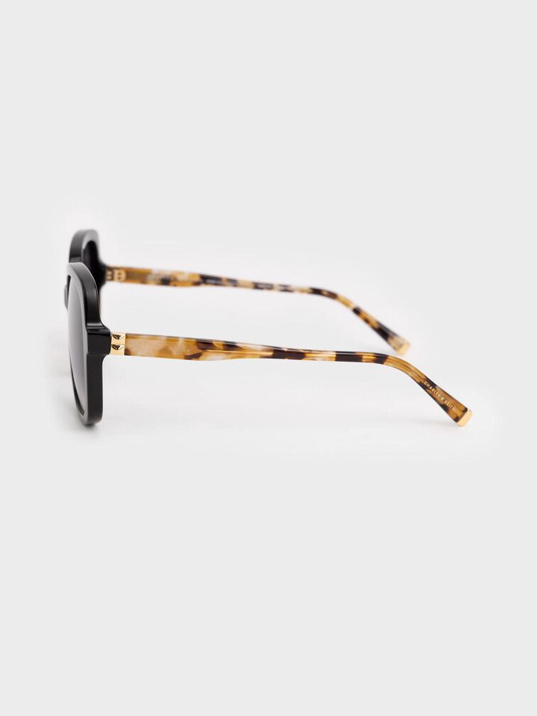 Recycled Acetate Butterfly Sunglasses, Black, hi-res