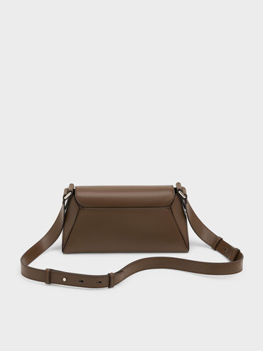 Nasrin Geometric Shoulder Bag, Dark Brown, hi-res