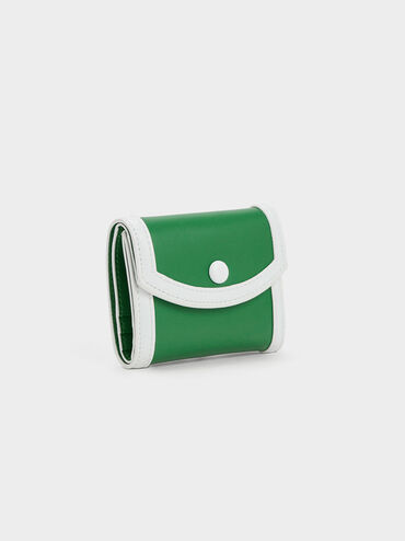Alouette Contrast Trim Small Wallet, Green, hi-res
