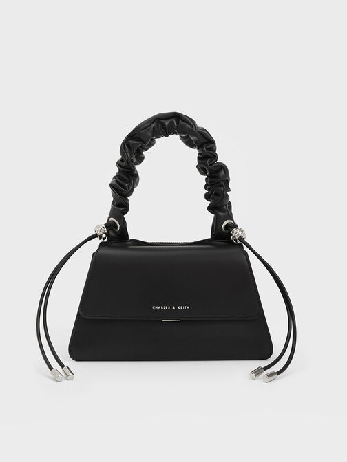 Cosette Ruched-Handle Trapeze Bag, Noir, hi-res