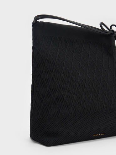 Genoa Bow-Tie Knitted Bag, Black, hi-res