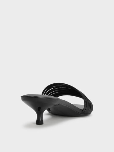 Fianna Strappy Kitten-Heel Mules, Black, hi-res