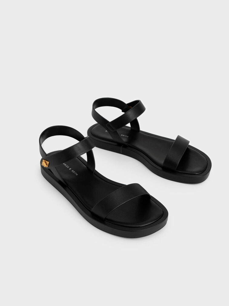 Back Strap Sandals, Black, hi-res