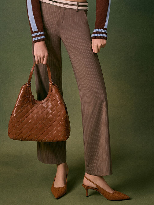 Ivette Woven Tote Bag, Chocolate, hi-res