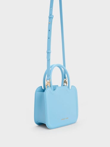 Perline Sculptural Top Handle Bag, Light Blue, hi-res