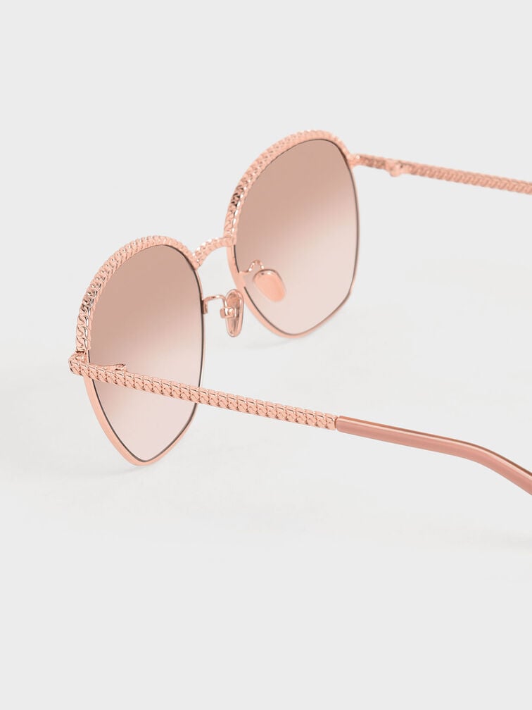 Braided Butterfly Sunglasses, Rose Gold, hi-res