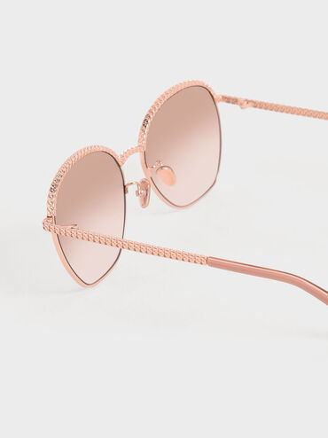 Braided Butterfly Sunglasses, Rose Gold, hi-res