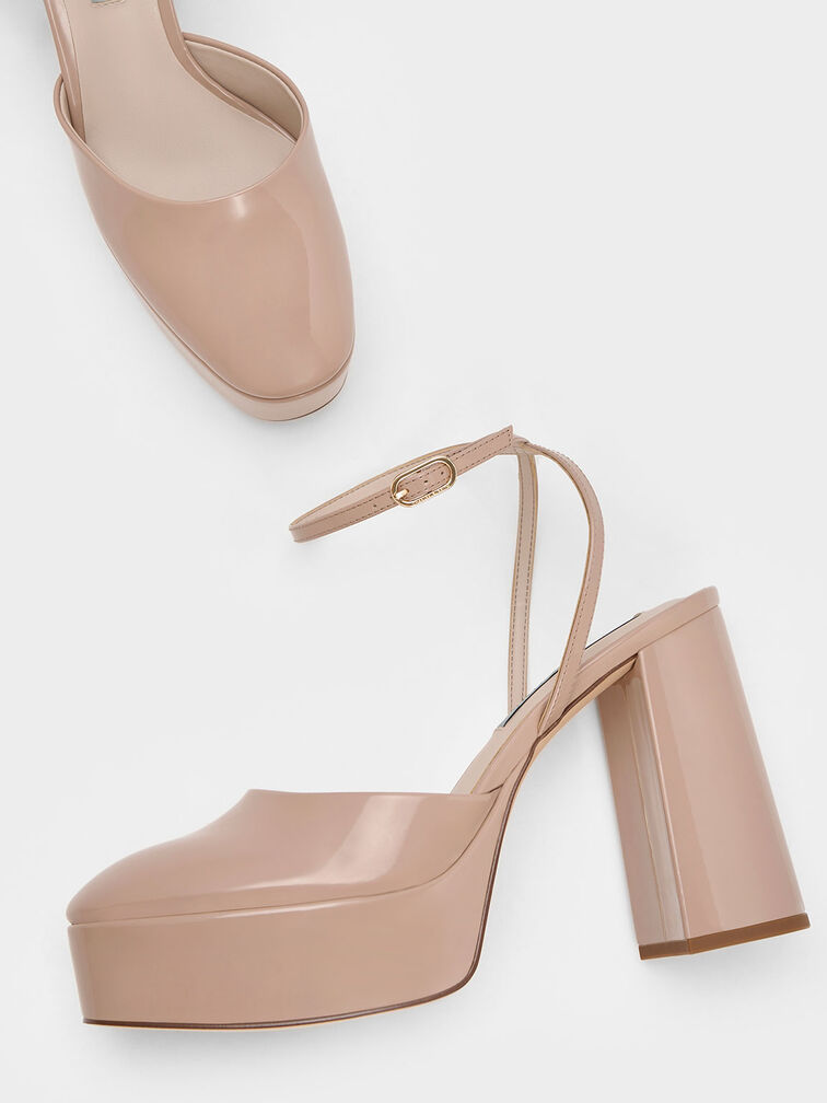 Patent Platform Ankle-Strap Pumps, Nude, hi-res