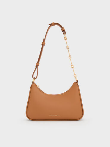 Lane Chain-Link Shoulder Bag, Russet Brown, hi-res