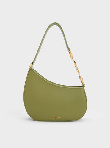 Asymmetrical Shoulder bag, Olive, hi-res