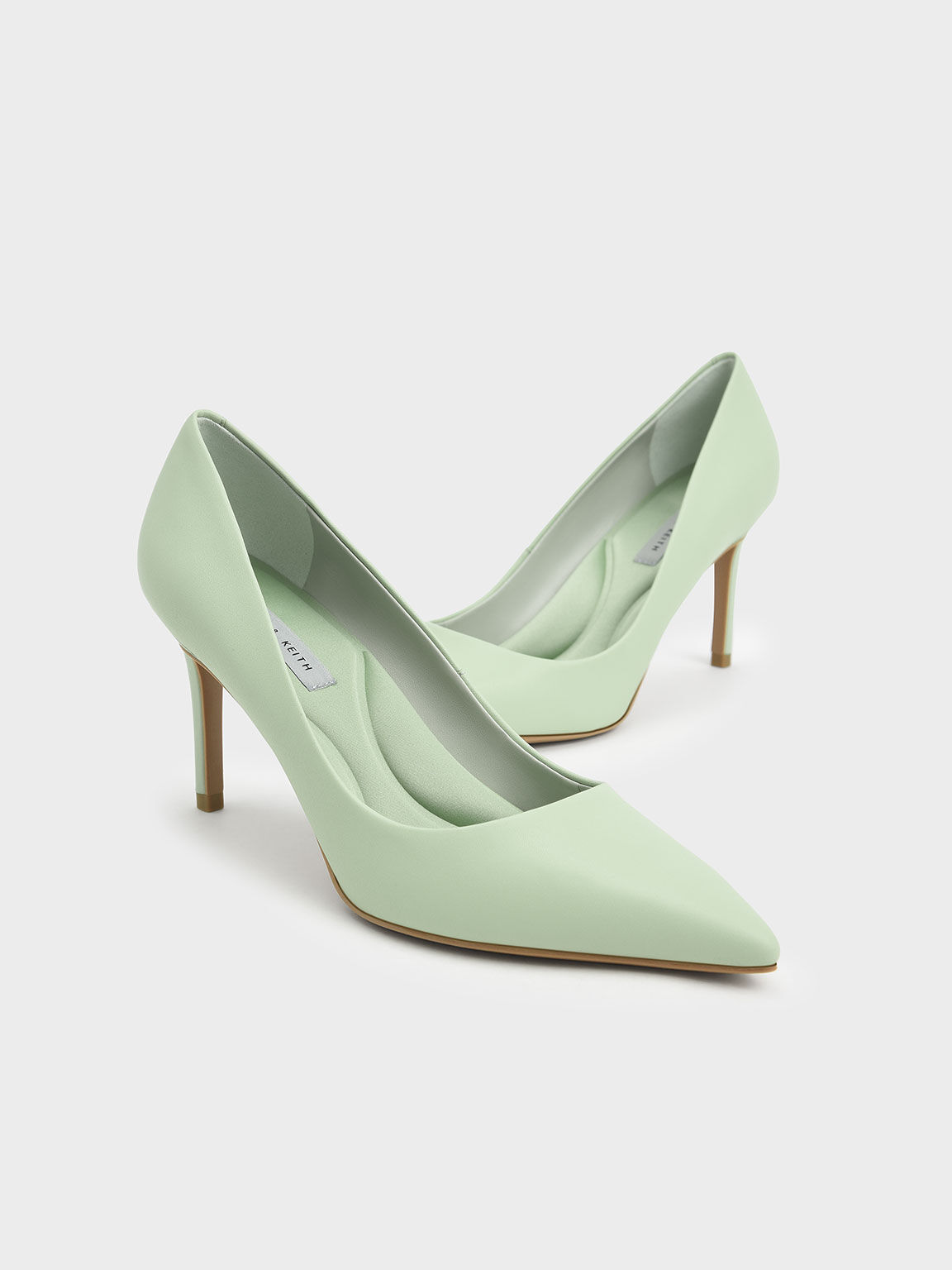Sage Green Emmy Pointed Toe Stiletto Pumps CHARLES KEITH IN