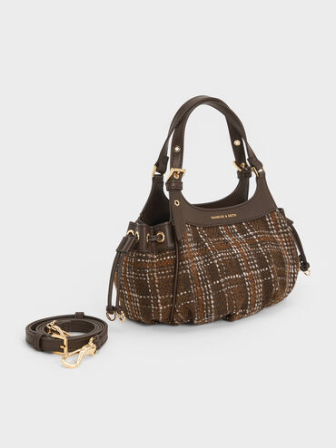 Mini Lillith Checkered Drawstring Bucket Bag, Multi, hi-res