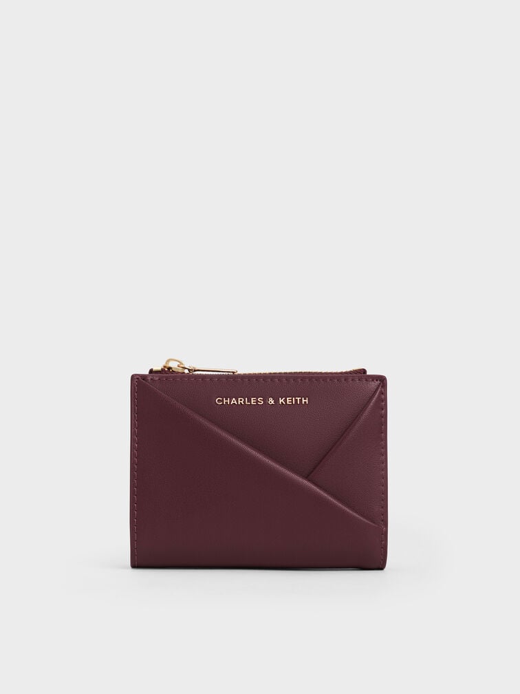 Midori Geometric Top-Zip Wallet, Wineberry Red, hi-res