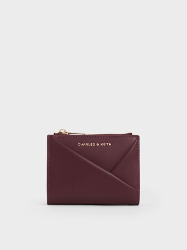 Midori Geometric Top-Zip Wallet, Wineberry Red, hi-res