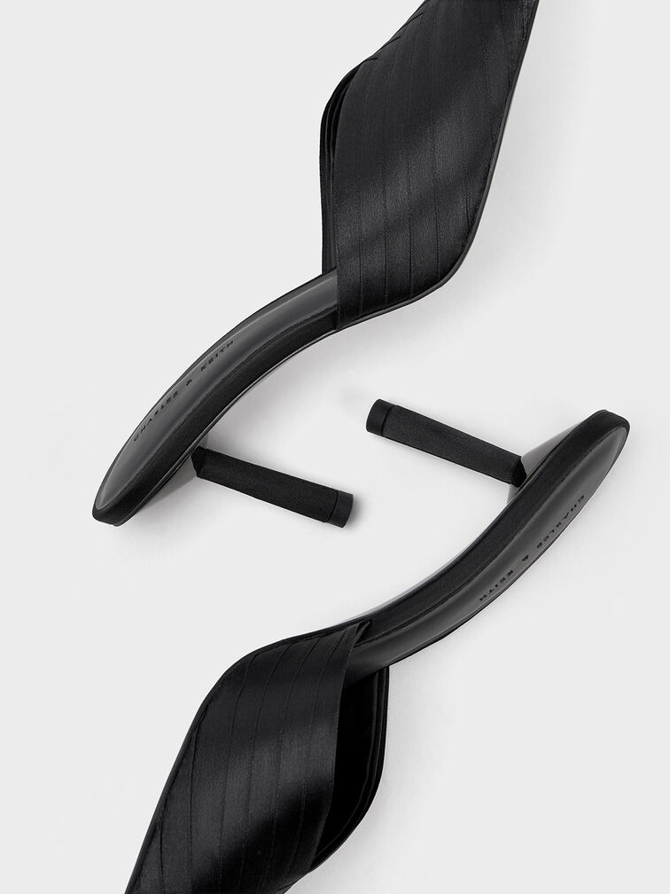 Recycled Polyester Cylindrical Heel Mules, Black, hi-res