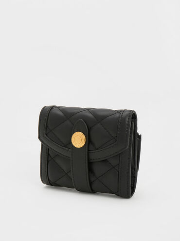 Este Quilted Belted Small Wallet, Black, hi-res