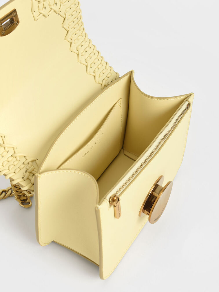 Woven Double Chain Handle Bag, Butter, hi-res