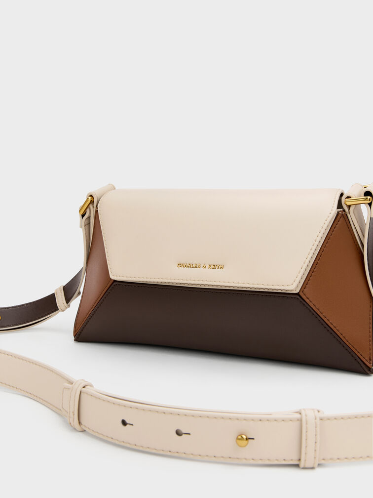 Nasrin Colourblock Geometric Shoulder Bag, Multi Brown, hi-res