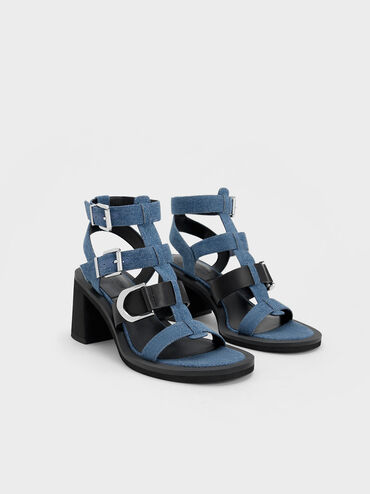 Gabine Denim Gladiator Sandals, Blue, hi-res