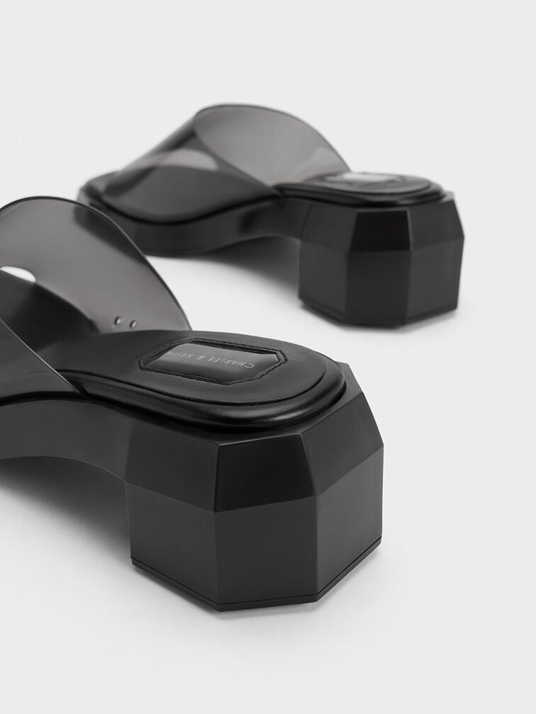 Fia See-Through Geometric Mules, Black, hi-res