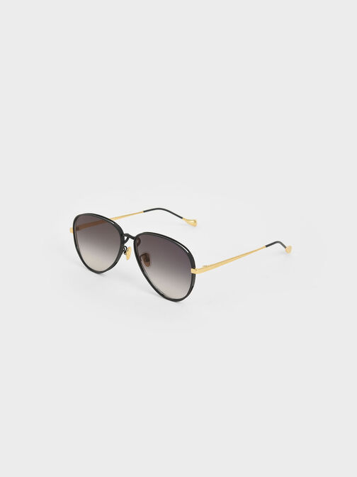 Tinted Aviator Sunglasses, Black, hi-res