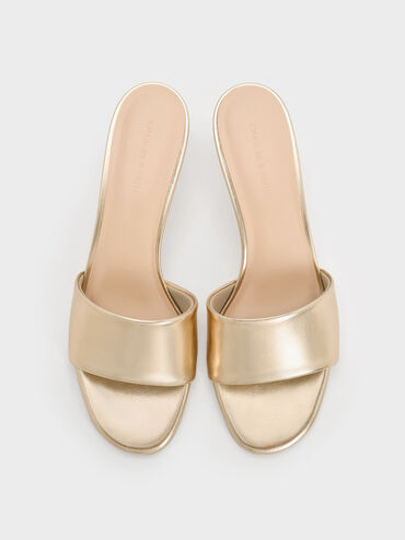 Ruthie Metallic Heeled Mules, Light Gold, hi-res