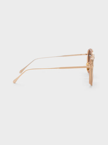 Recycled Acetate Metallic-Rim Oversized Sunglasses, Pink, hi-res
