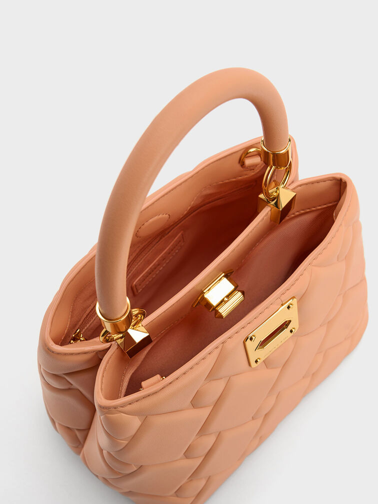 Tillie Quilted Top Handle Bag, Orange, hi-res