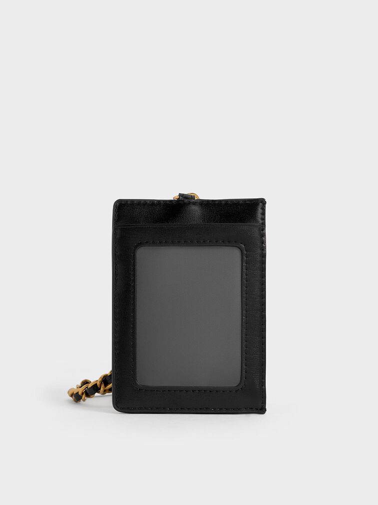 Wisteria Quilted Braided-Strap Card Holder, Black, hi-res