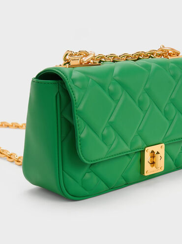 Tillie Quilted Chain Bag, Green, hi-res