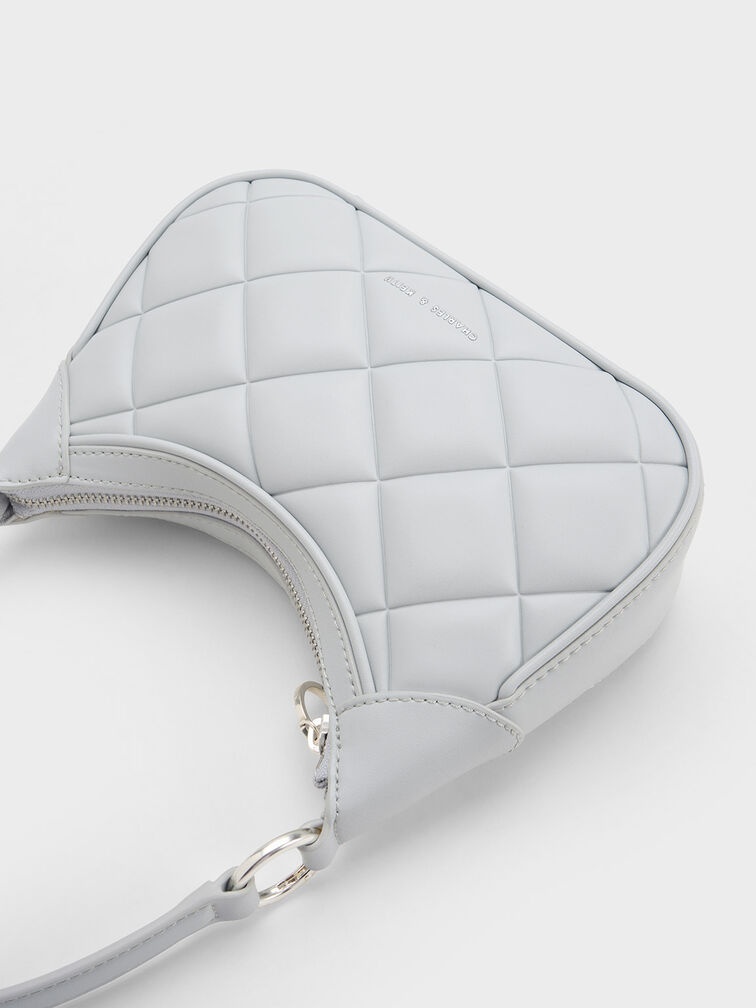 Mini Alcott Scarf Handle Quilted Bag, Light Grey, hi-res