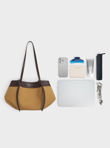 Calla Faux Suede Tote Bag, Sahara Sand, hi-res