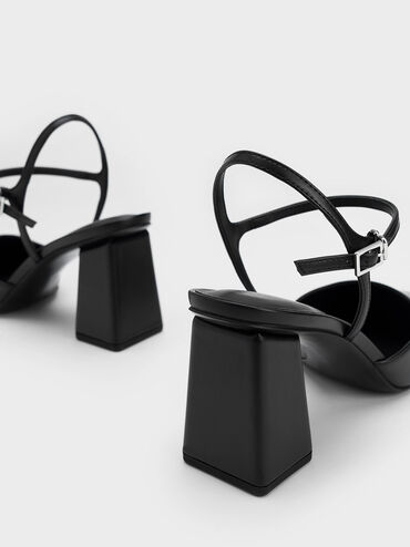 Tapered Block Heel Pumps, Black, hi-res