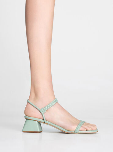 Braided Back Strap Sandals, Mint Green, hi-res