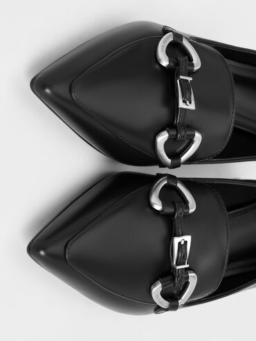 Metallic-Accent Pointed-Toe Block-Heel Pumps, Black, hi-res