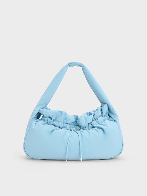 Maisy Ruched Hobo Bag, Light Blue, hi-res