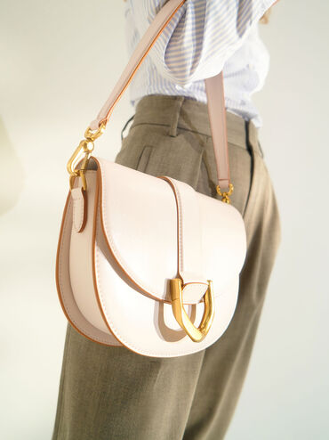 Gabine Saddle Bag, Pink, hi-res