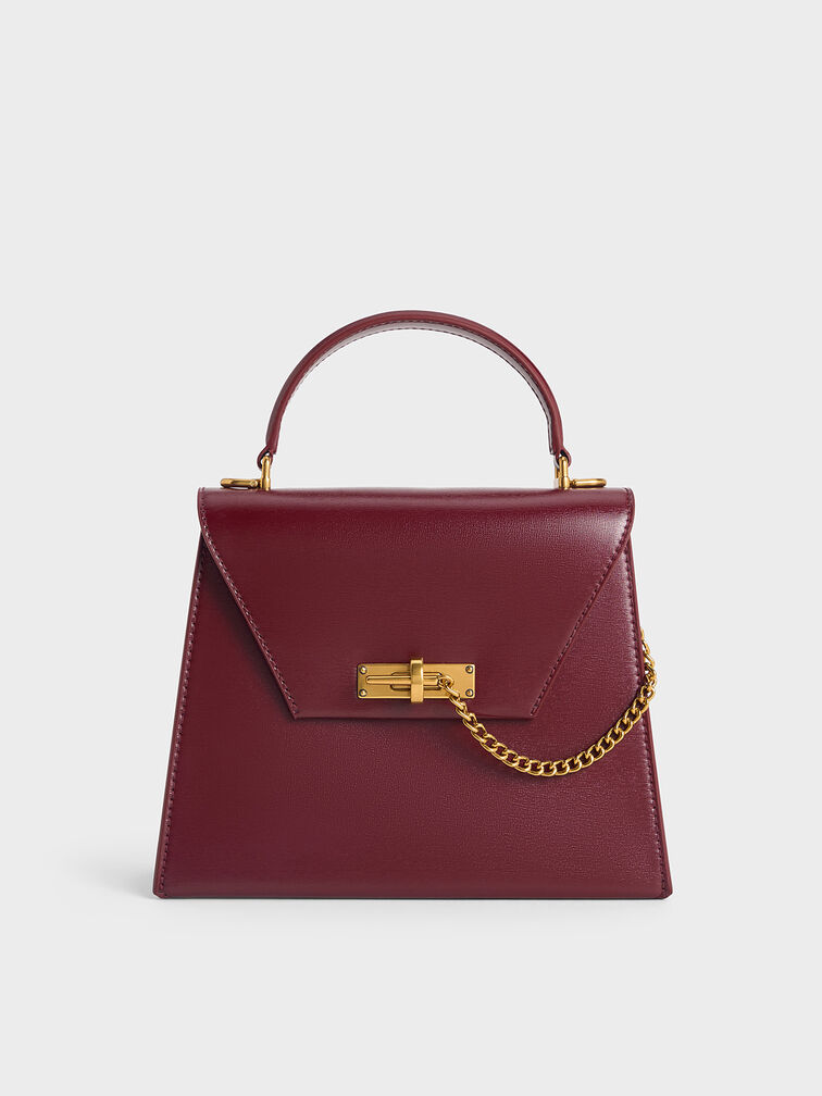 Samantha Envelope Top Handle Bag, Burgundy, hi-res
