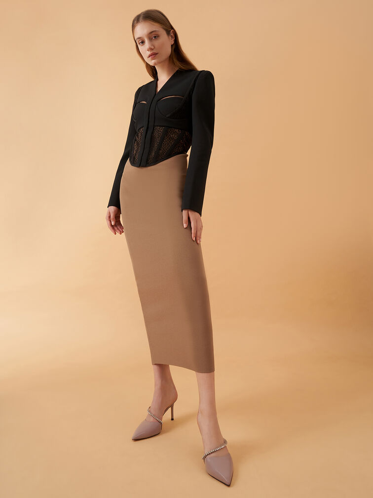 Gem-Encrusted Patent Mules, Taupe, hi-res