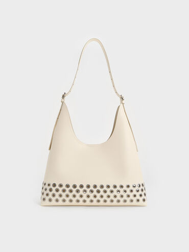 Liv Grommet Hobo Bag, Cream, hi-res