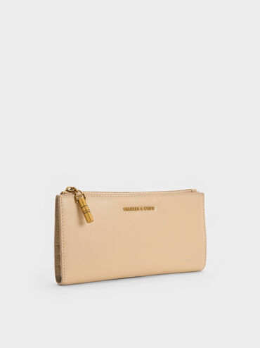 Cesia Top-Zip Long Wallet, Sand Beige, hi-res