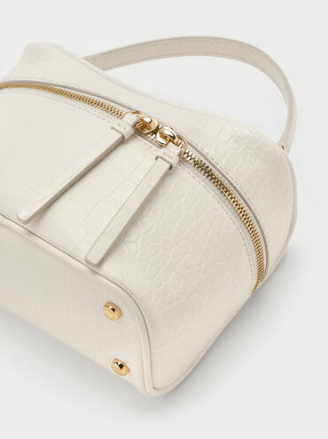 Pansy Croc-Effect Vanity Bag, Cream, hi-res
