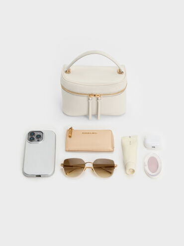 Pansy Croc-Effect Vanity Bag, Cream, hi-res