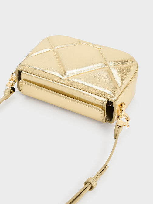 Mini Danika Chunky Chain Padded Bag, Gold, hi-res