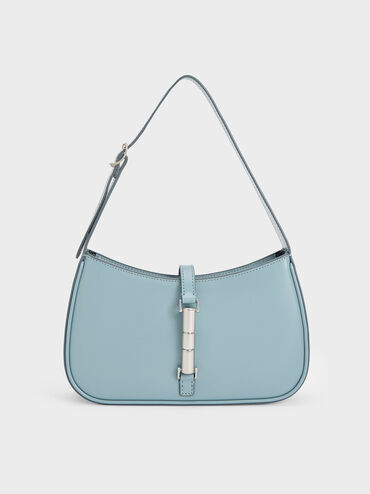 Cesia Metallic Accent Shoulder Bag, Slate Blue, hi-res