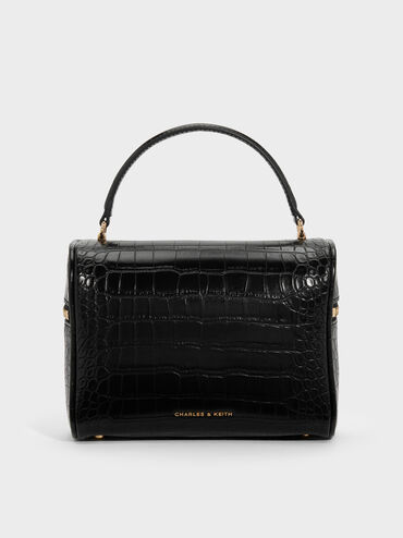 Pansy Croc-Effect Vanity Bag, Black, hi-res