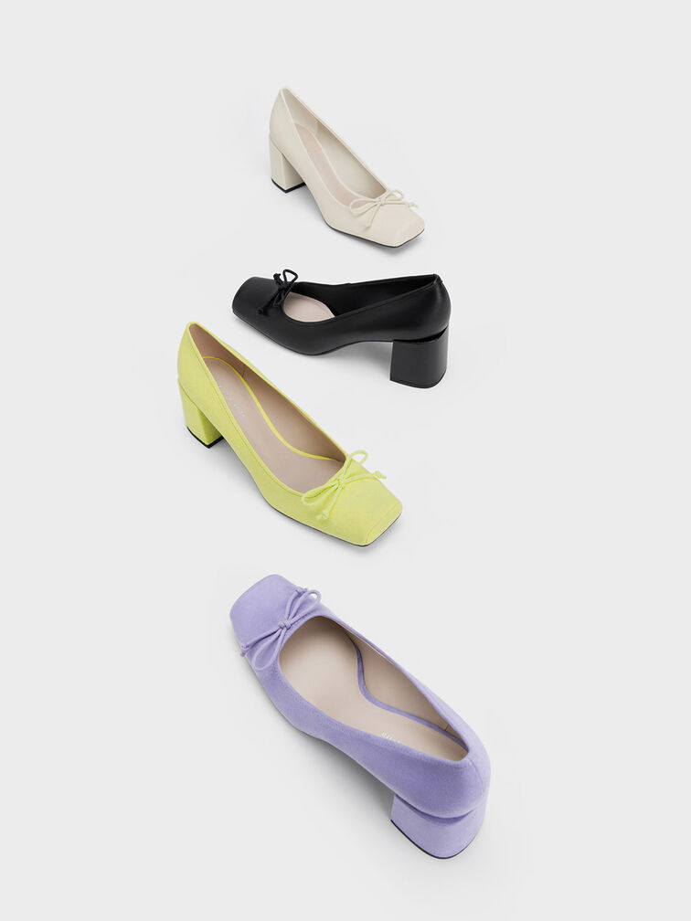Bow Square-Toe Pumps, Chalk, hi-res