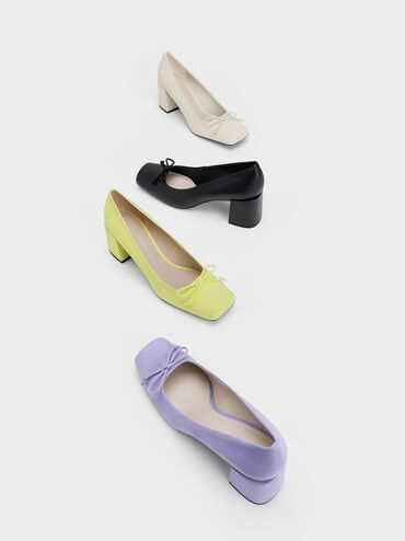 Bow Square-Toe Pumps, Chalk, hi-res